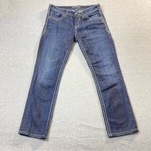 Silver Jeans Women W30 Blue Natsuki Capri Mid Rise Straight Stretch Casual Denim